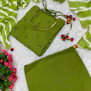 NUEVO DISEÑADOR HEAVY FUAX GEORGETTE TOP CON TRAJE PALAZZO - Product Image 1