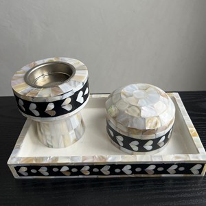 Ensemble de brûleur à bakhoor en nacre de luxe avec tasse en métal et pot de rangement, brûleur à encens arabe haut de gamme, cadeau de Ramadan et d'Eid - Product Image 2