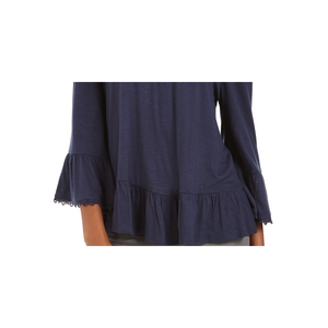 Style & Co Top da donna blu XX-Large con spalle scoperte e maniche a campana, casual, in lino, fantasia scozzese, con colletto a risvolto, lunghezza lunga, vestibilità ampia - Product Image 3