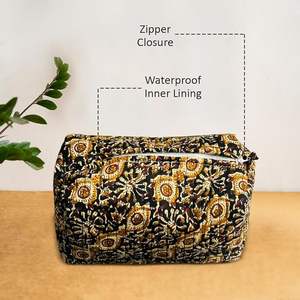 Set 3 Multipurpose Pouches Zipper Pure Cotton Cosmetic <b>Bags</b> Cases Black Travel Essentials Stationery Makeup <b>Waterproof</b> Durable - Product Image 4