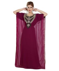 Brodé Zari Work Wine Georgette Kaftans Vêtements islamiques respirants avec approvisionnement ODM - Product Image 1