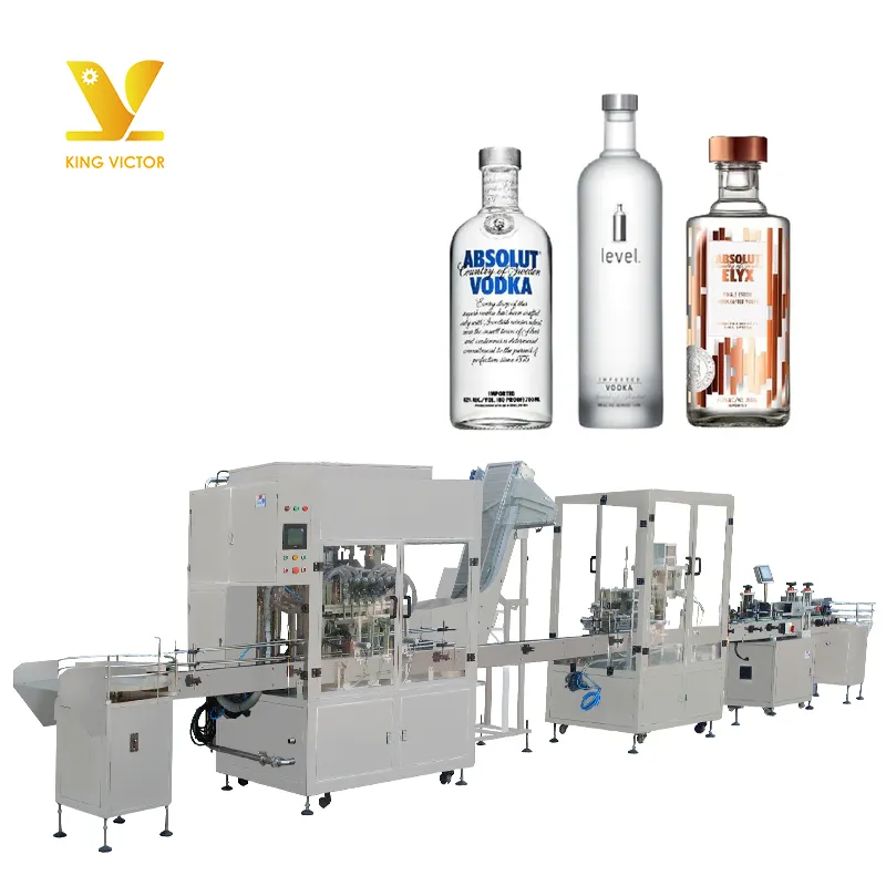 KV Harga Pabrik Otomatis Skala Kecil Anggur Vodka Alkohol Botol Anggur Putih Mesin Pengisian Cairan Garis Produksi