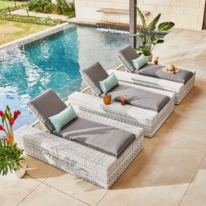 Luxury Outdoor Furniture Swimming Pool Aluminum Frame Gray Sun Lounger Hotel Beach Sunbed Outdoor Aluminum Chair