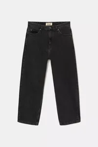 Pantalon en jean ample vintage pour homme, coupe droite, léger, doux, jambes larges, délavé, uni, taille élastique avec cordon de serrage - Product Image 4