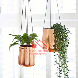 Jardinière suspendue en fer métallique de forme ovale sur support en fil avec chaîne et crochet mural pour la décoration murale vente chaude de haute qualité - Product Image 2