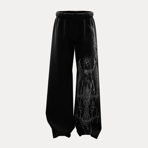 New Fashion Baggy <b>Trousers</b> Custom Streetwear Distressed Sweat Pants French Terry Raw Hem Cotton Black Baggy Pants Oversized - Product Image 4