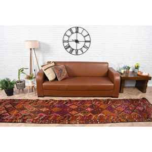 Vintage 2.8x11.6 ft Rug, <b>Runner</b> Turkish Rug, <b>Red</b> Orange Floral Rug - Product Image 1