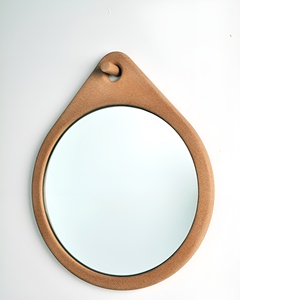 Elegante negro oro Slivier marco de aluminio pasillo espejo Metal decorativo tocador montado en la pared espejo redondo con cuerda - Product Image 2