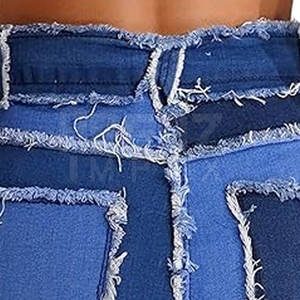 กางเกงยีนส์ขาสั้นสำหรับผู้หญิงกางเกงขาสั้นโอเวอร์ไซส์ดีไซน์ตามสั่งสีพื้นระบายอากาศได้ดี - Product Image 3