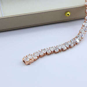 AMBER JEWELS Pulsera de tenis de oro rosa con piedra natural de talla brillante, engaste de garra, certificado IGI, joyería de lujo unisex para bodas - Product Image 2