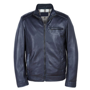 Chaqueta de cuero ajustada de invierno para hombre con diseño personalizado, transpirable, cuello redondo, cierre de cremallera, tela de lona - Product Image 1