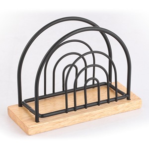 Portatovaglioli, design industriale in legno e acciaio, ELIE, nero opaco - Product Image 1