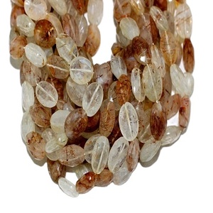 Beautiful High Quality 1 Strand Natural Copper Rutile Gemstone Faceted Oval Shape Briolette Beads Making Jewelry - Product Image 1