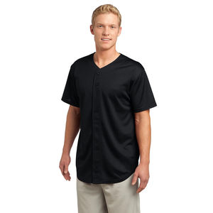 Camiseta de malla para hombre que absorbe la humedad, 50% poliéster, 25% algodón, 25% camisetas de rayón, camisetas de malla con botones completos - Product Image 1