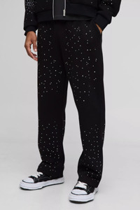 Dernier modèle de sweat à capuche et jogging personnalisés surdimensionnés avec strass zippés Survêtement respirant en coton mélangé avec strass - Product Image 3