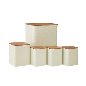 Boîte métallique enduite de poudre noire ustensiles de cuisine ensemble fait à la main de quatre boîtes de rangement design dernière arrivée conteneur abordable - Product Image 5