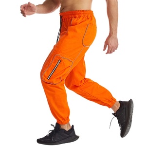 Nueva llegada 2022 bordado Casual media cintura reflectante raya hombres Hip Hop pantalones de chándal - Product Image 6