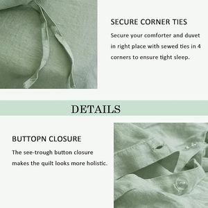 Juego de funda nórdica de algodón orgánico 100% de tamaño Queen 200TC edredón de 3 piezas ropa de cama de lino francés lavado a la piedra cómodo para el hogar Hotel - Product Image 5