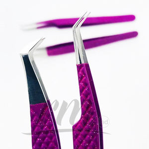 Pince à cils RMI Pince à cils de haute qualité en couleur poudre pour extension de cils avec poignée en diamant Pointe et poignée personnalisées - Product Image 1
