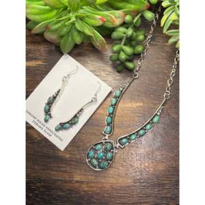Emer Thompson Royston Turquoise <b>Sterling</b> <b>Silver</b> Cluster Necklace <b>Set</b> - Product Image 5