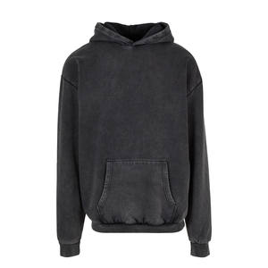 Sweat à capuche personnalisé pour hommes, délavé à l'acide, Streetwear, pull en coton éponge français lourd, capuche courte surdimensionnée brodée sans ficelles - Product Image 2
