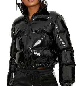 Chaquetas Acolchadas para Mujer, Resistentes al Viento, Fabricadas en Fábrica, Nueva Colección de Invierno, Color Negro Brillante - Product Image 3