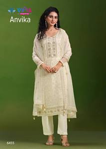 Vipul Anvika Chiffon Crinkle Broderie Travail Salwar Kameez Costumes Catalogue complet disponible au tarif de gros. - Product Image 5