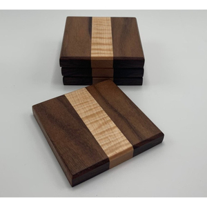 Ensemble de 4 sous-verres en bois d'acacia gravés au laser, motifs de jeux de cartes, accessoires uniques pour la maison et le bar, ensemble de sous-verres pour boissons, cadeau au meilleur prix - Product Image 6
