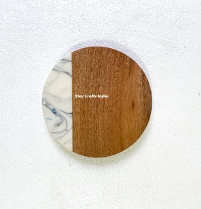 Ustensiles de cuisine sous-verres tapis en résine de bois tampons ronds maison hôtel résine époxy ronde naturelle acacia accessoires de cuisine en bois - Product Image 3