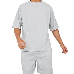 Men's Summer Short Sets Suits 100% Cotton Long Sleeve Men's boxy <b>fit</b> <b>T</b>-<b>shirt</b> and Shorts 2Pcs Men Sets With Your Own Design - Product Image 5