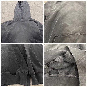 Sweat à capuche unisexe en molleton 100% coton, coupe classique, style streetwear vintage, effet délavé soleil et délavé à l'acide, effet usé, sans cordon, pour l'hiver - Product Image 3