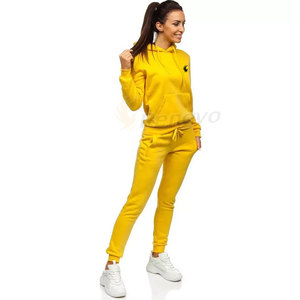Nouvelle mode pour femmes décontracté respirant grande taille survêtement ensemble simple uni jaune pour la saison d'automne - Product Image 3