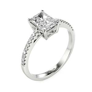 Jeulia Rhodium Plated Sterling <b>Silver</b> <b>Emerald</b> Cut Vintage Gemstone Engagement <b>Ring</b> - Product Image 3