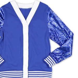 Blue Sorority Women's White Contrast Breathable Knitted V Neck <b>Cardigan</b> <b>Long</b> Sleeve Vintage Style Embroidery <b>Pockets</b> Full Length - Product Image 3