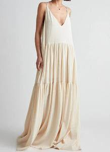 Nouveau été chaud mode femmes porter rayonne cravate teinture longue robe de créateur pour la fête et tenue décontractée col en V dos nu longue robe - Product Image 1