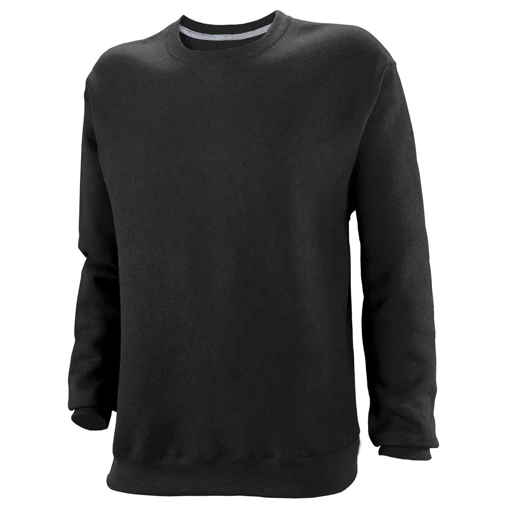 Wholesale plus size Men long sleeve black sweatshirt embroidery logo crewneck 100% cotton black sweatshirts Hoodies without hood