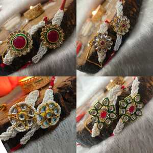 Set de 2 Rakhi Bhaiya Bhabhi, Combo de Rakhi Veer Rakhri Avani Avittam, Raksha Bandhan, Día de la Amistad, Recuerdo de Haldi, Rakshasutra - Product Image 4