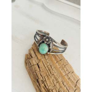 Emerald Valley Turquoise & Sterling Silver Cuff <b>Bracelet</b> Handmade by Navajo Artists Fashion Accessory - Product Image 3