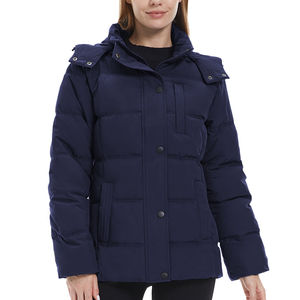 Abrigo largo de invierno con cremallera acolchada para mujer, Parka transpirable con capucha, chaqueta de lluvia de longitud media para senderismo para uso femenino - Product Image 4
