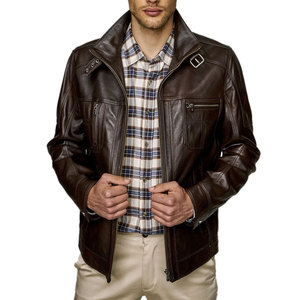 2026 Fashion <b>Leather</b> <b>Jacket</b> for <b>Men</b> Genuine Zipper <b>Leather</b> <b>Jacket</b> Autumn Winter Casual <b>Jacket</b> for <b>Men</b> with OEM Service - Product Image 3