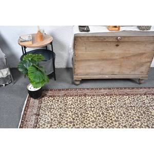 Classic Beige <b>Brown</b> Handmade <b>Wool</b> Turkish Rug 3.7 X 6.7 ft Rectangular Eco-Friendly Patchwork Design for Hallway Entryway Living - Product Image 5