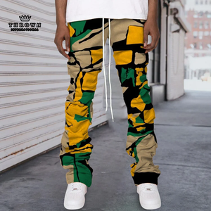 100% haute qualité Slim-Fit Street Fashion Joggers pour hommes imprimé contrasté mi-taille léger confort rue pantalon séchage rapide - Product Image 2