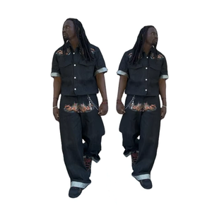 Customized Fashion Top and <b>Jeans</b> Selvedge Raw Comfort Stretch Denim Sets <b>for</b> <b>Women</b> Mans Clothing - Product Image 3