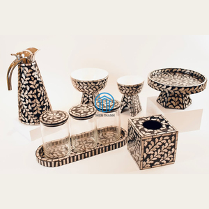 Bandeja redonda de nácar de lujo, placa de concha hecha a mano, mosaico, regalo de Ramadán, decoración del hogar para Oriente Medio - Product Image 4