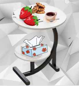 Mesa de té de hierro y madera, mesa de madera maciza - Product Image 1