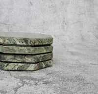 Sous-verres Angelo en marbre vert indien, lot de 4, octogonaux épais, imperméables, garantie 1 an, pour usage intérieur, villa, hôpital
