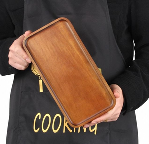 Grand plateau de service pliable en bois d'acacia, plateau en bois massif à un niveau pour la cuisine, le charcuterie, le rangement - Product Image 1