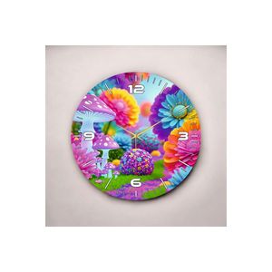 Impression colorée à motifs 50cm en bois Table silencieuse horloge murale idée cadeau parfaite - Product Image 2
