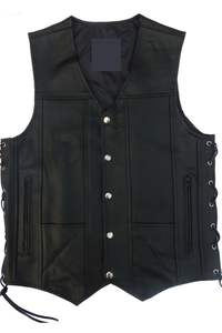 Chaleco de cuero genuino Vintage clásico moda grapa durabilidad atemporal elegante elegancia mate brillante Champ King 0045 /// Pk - Product Image 4