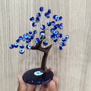 Fait à la main bleu turc mauvais œil arbre hibou oeil perles sur mauvais œil plaque bonne chance charme sagesse stabilité Fengshui Kavach - Product Image 2